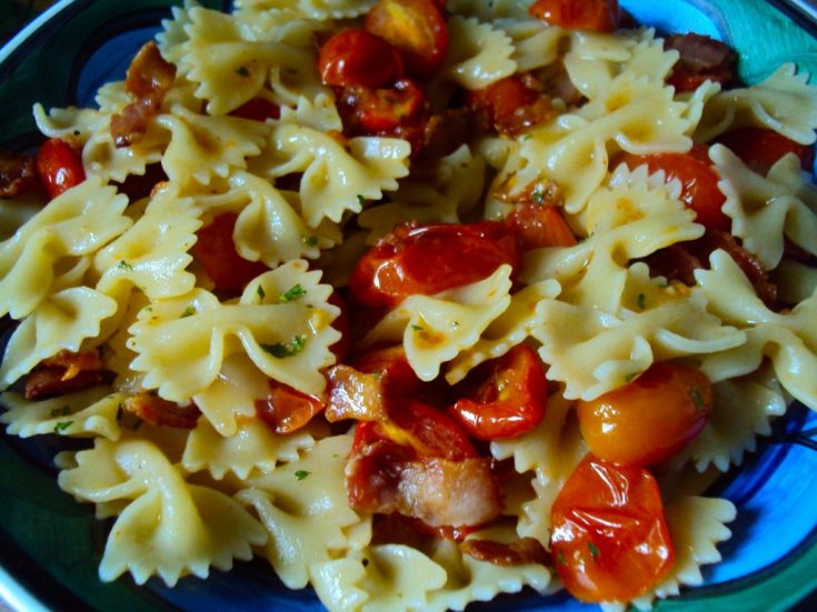 Roasted Grape Tomato & Bacon Pasta